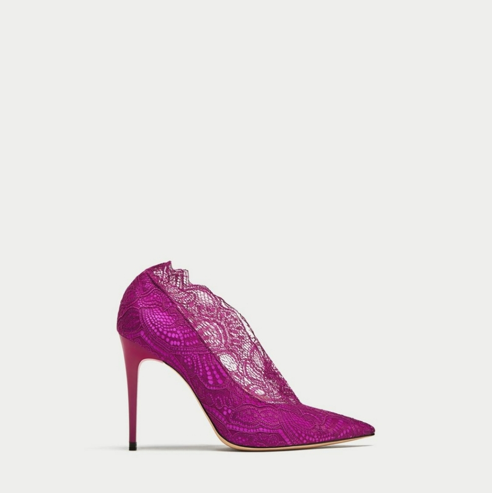 Sold Zara pink lace shoes Size 6 or 36 - Picture 1 of 4
